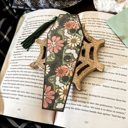 Floral Springoween Coffin Bookmark Cesarah's Spooky Shop