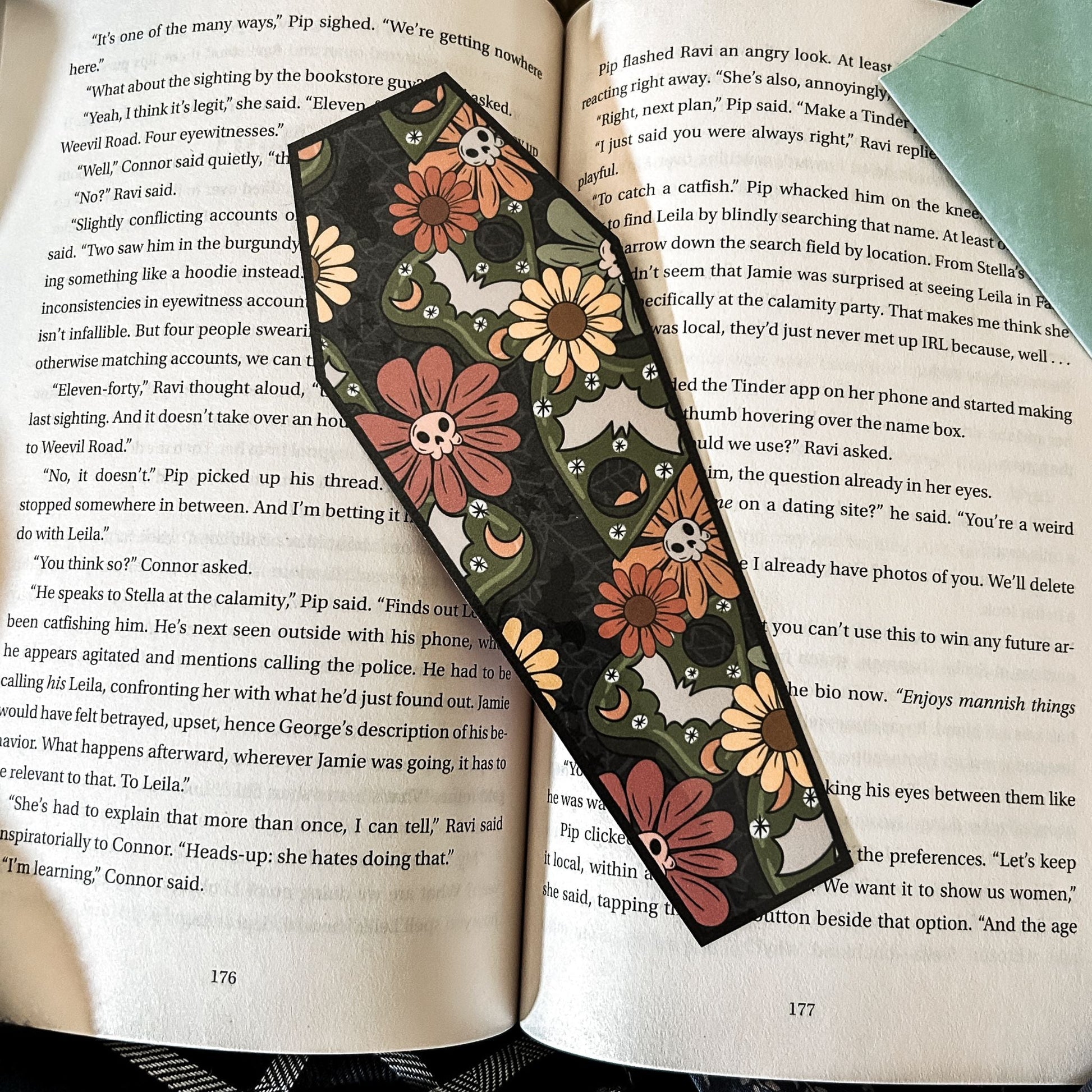 Floral Springoween Coffin Bookmark Cesarah's Spooky Shop