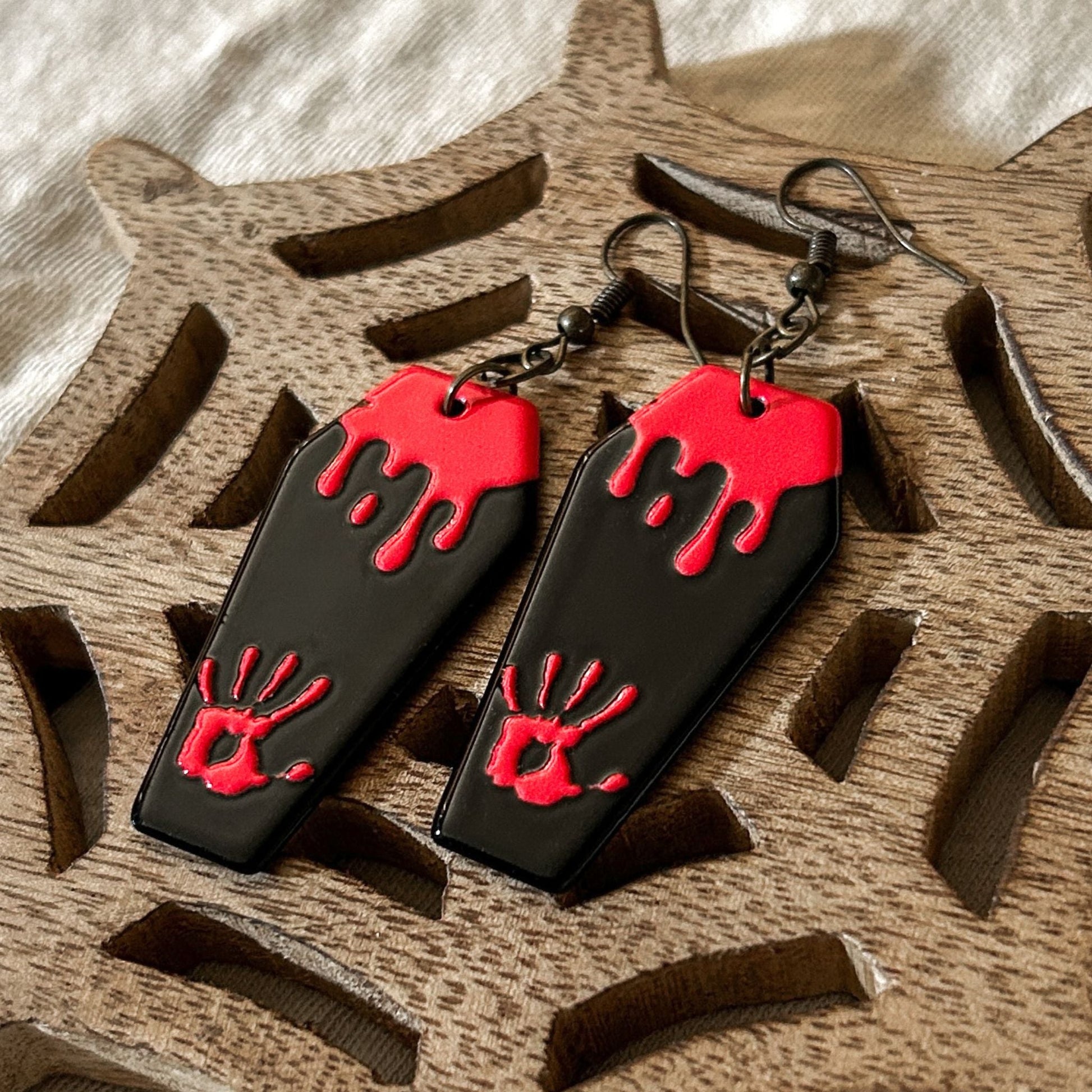Black Horror Coffin Earrings Cesarah's Spooky Shop