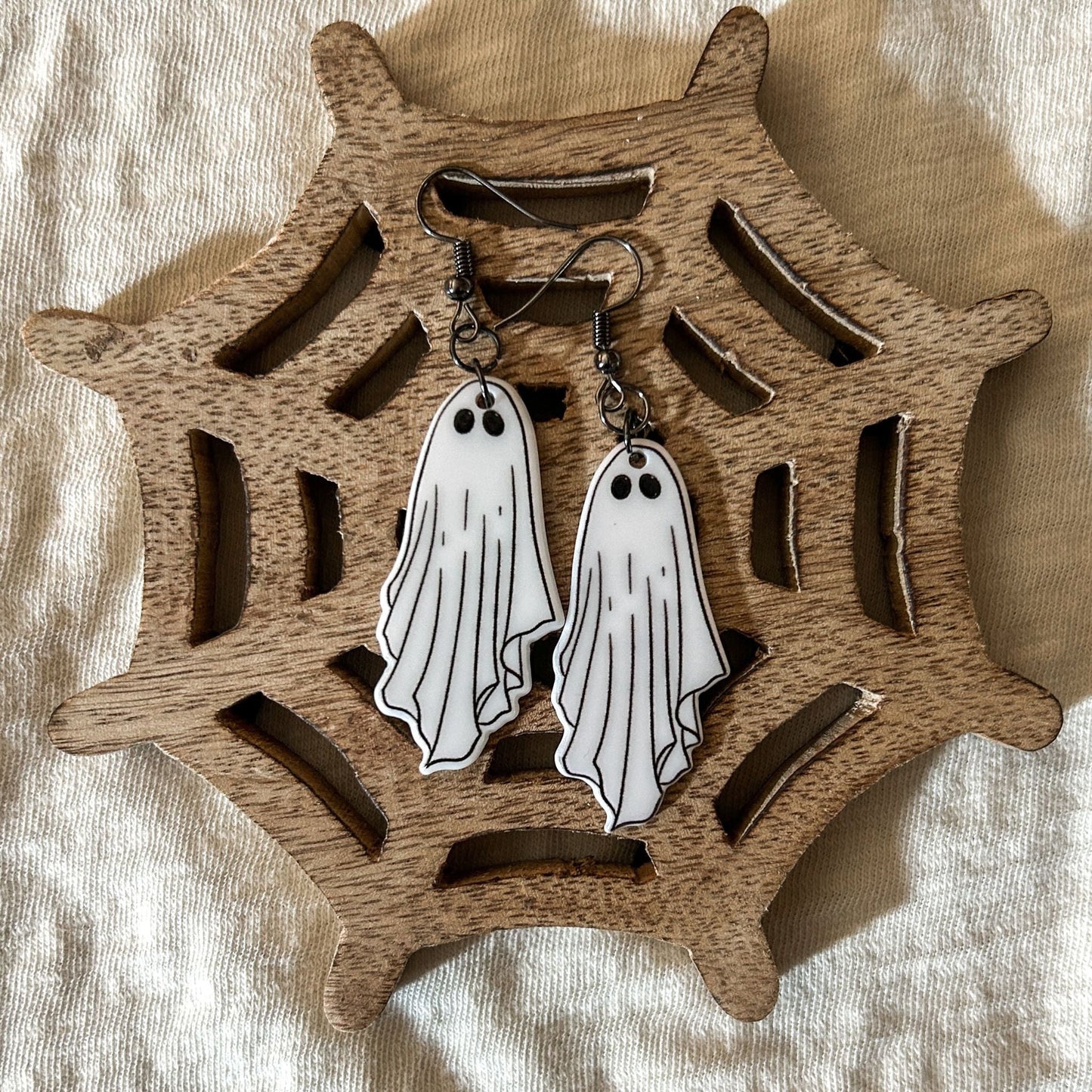 White Eerie Ghost Earrings Cesarah's Spooky Shop