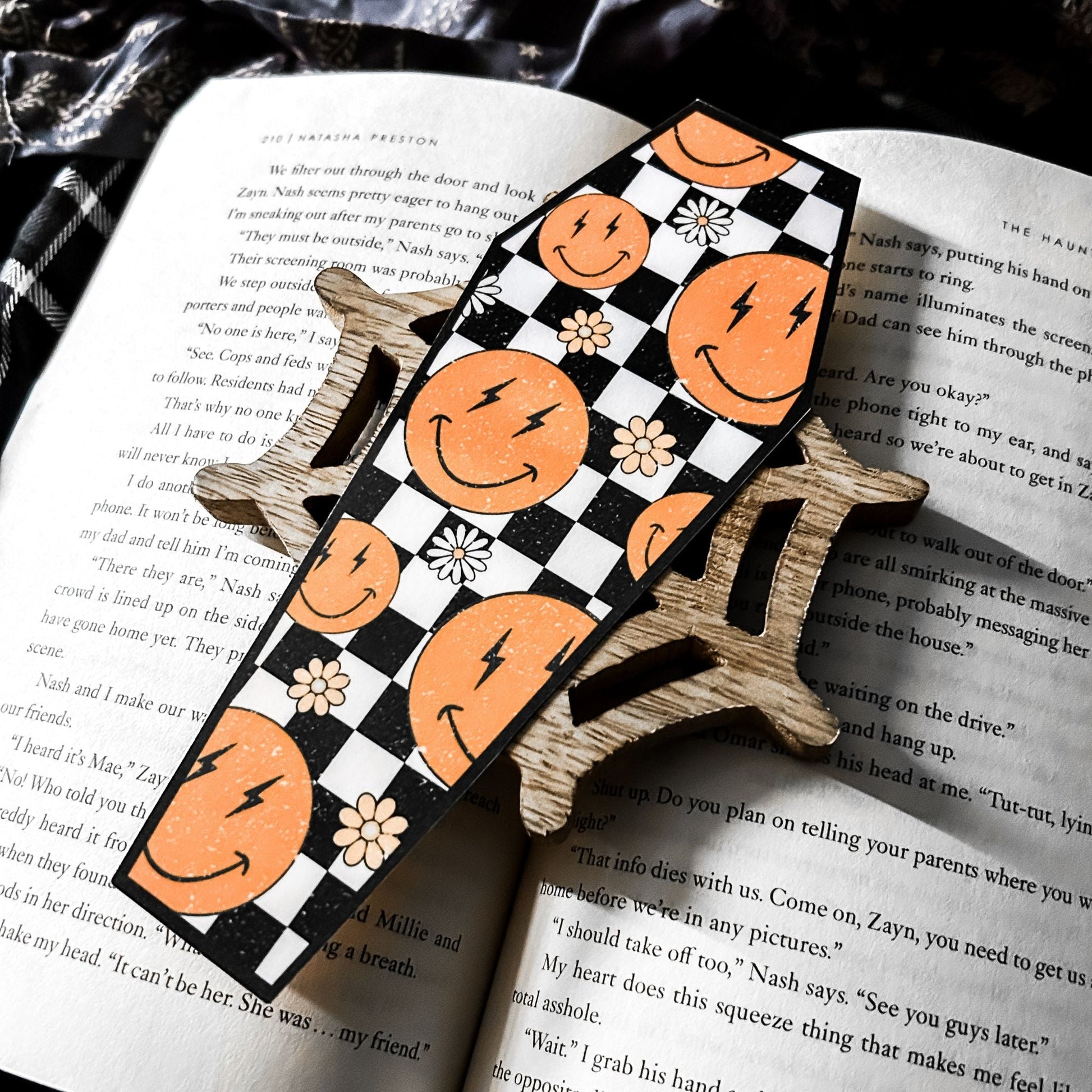 Retro Smile Coffin Bookmark Cesarah's Spooky Shop