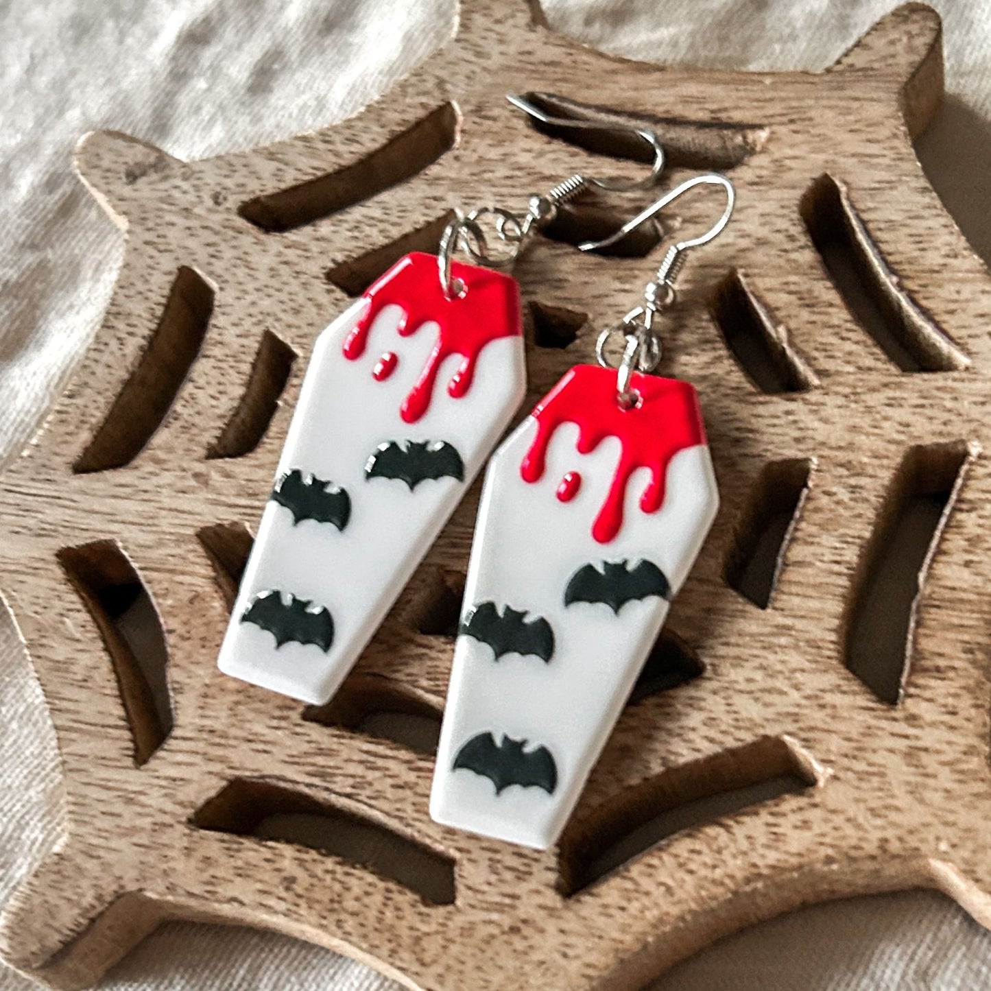 White Spooky Coffin Earrings Cesarah's Spooky Shop