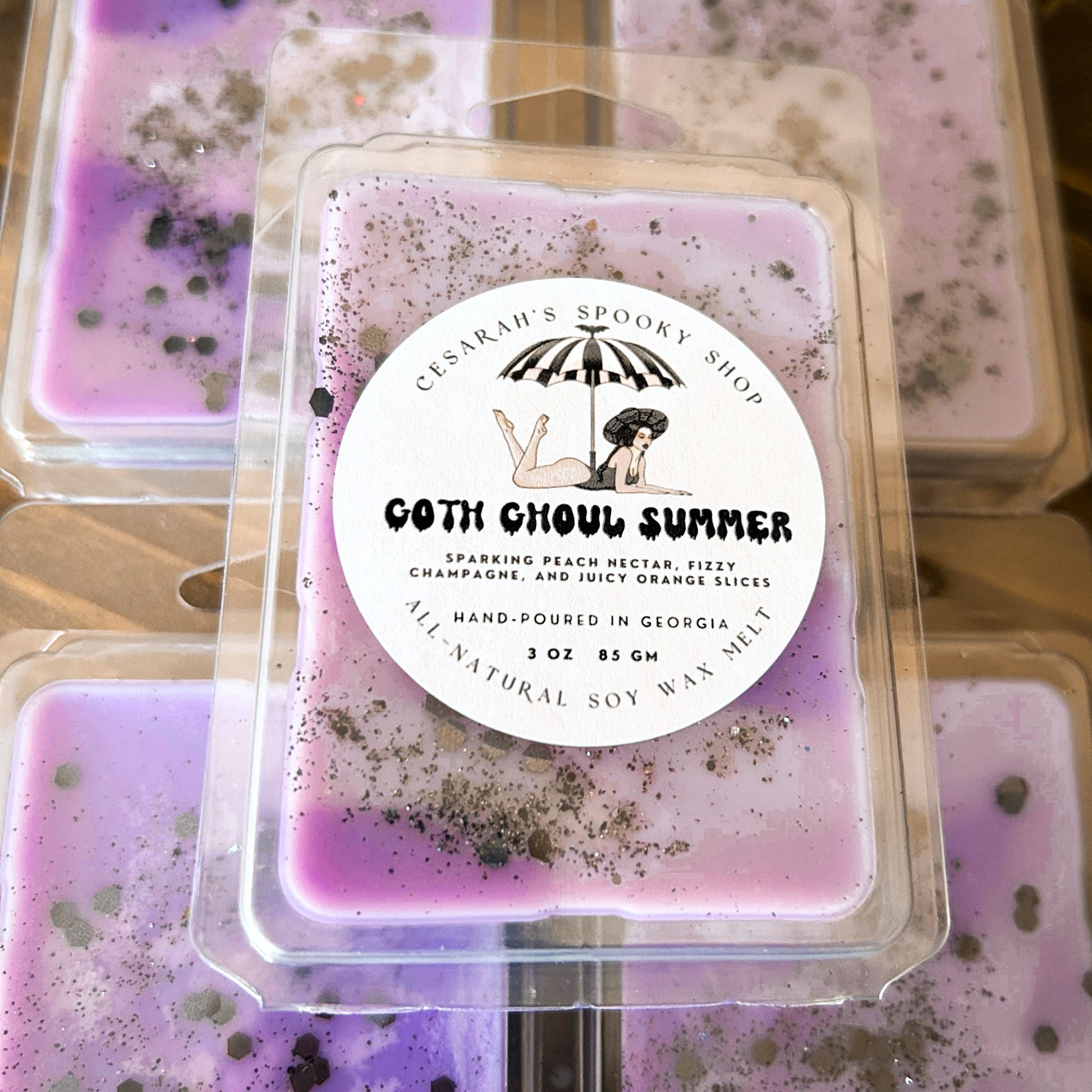 Goth Ghoul Summer Wax Melt (Sparkling Peach Nectar, Fizzy Champagne, & Juicy Orange Slices) Cesarah's Spooky Shop