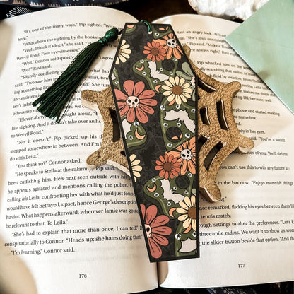 Floral Springoween Coffin Bookmark Cesarah's Spooky Shop