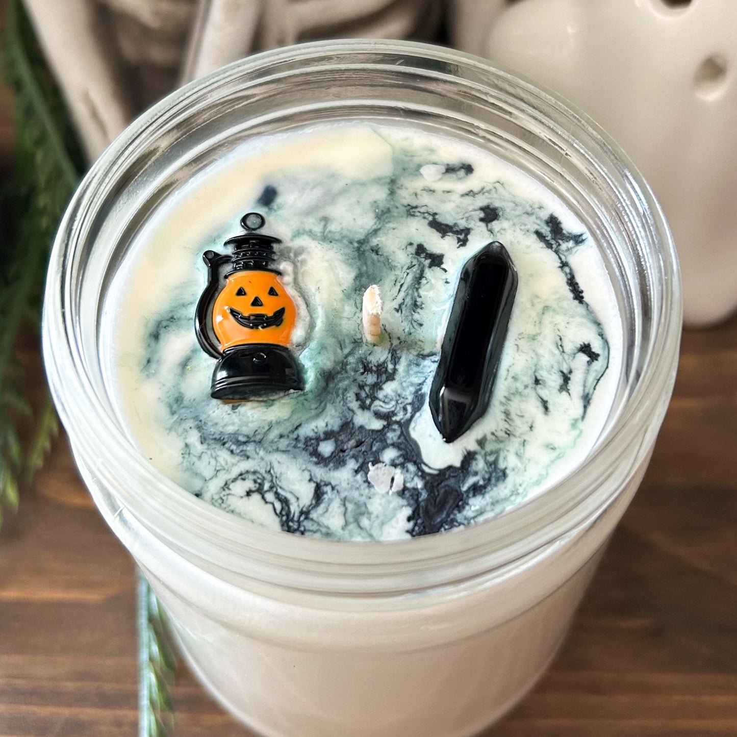 16oz Haunted Hollows Candle (brown sugar maple peach & cinnamon pumpkin) Cesarah's Spooky Shop