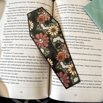 Floral Springoween Coffin Bookmark Cesarah's Spooky Shop