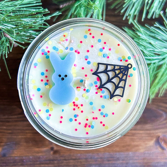 8oz Peepin' & Creepin' Candle (sugary marshmallow peep) Cesarah's Spooky Shop