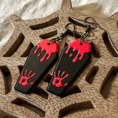 Black Horror Coffin Earrings Cesarah's Spooky Shop