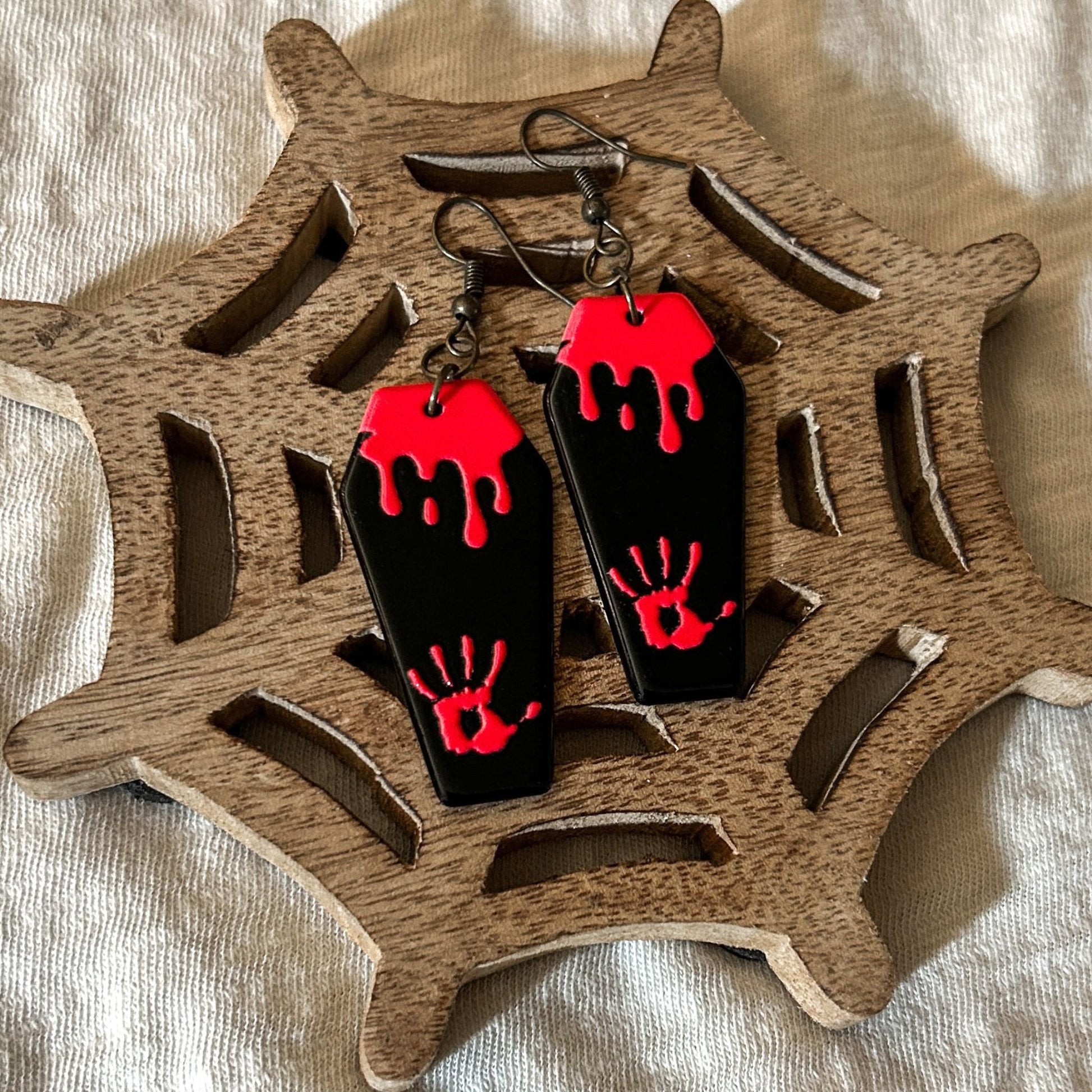 Black Horror Coffin Earrings Cesarah's Spooky Shop