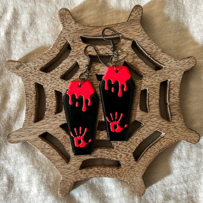 Black Horror Coffin Earrings Cesarah's Spooky Shop