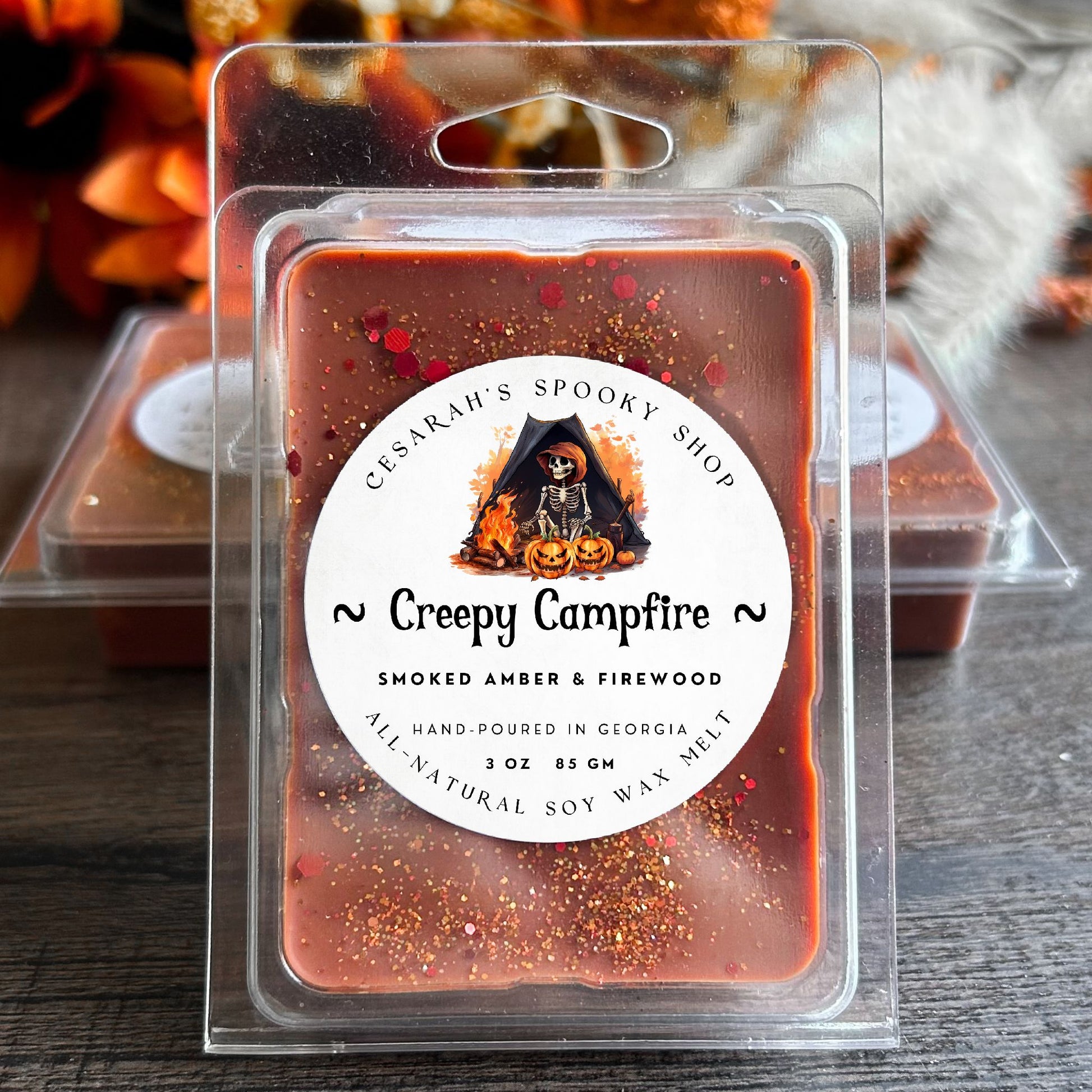 Cozy Campfire Wax Melt (Smoked Amber & Firewood) Cesarah's Spooky Shop