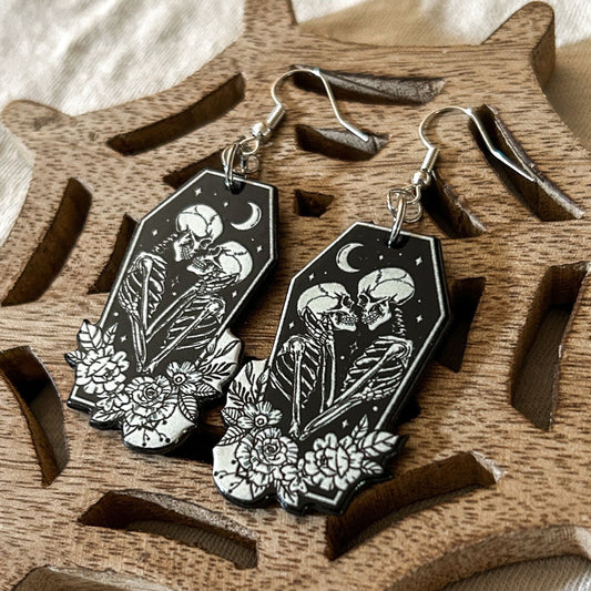 Skeleton Lovers Earrings Cesarah's Spooky Shop