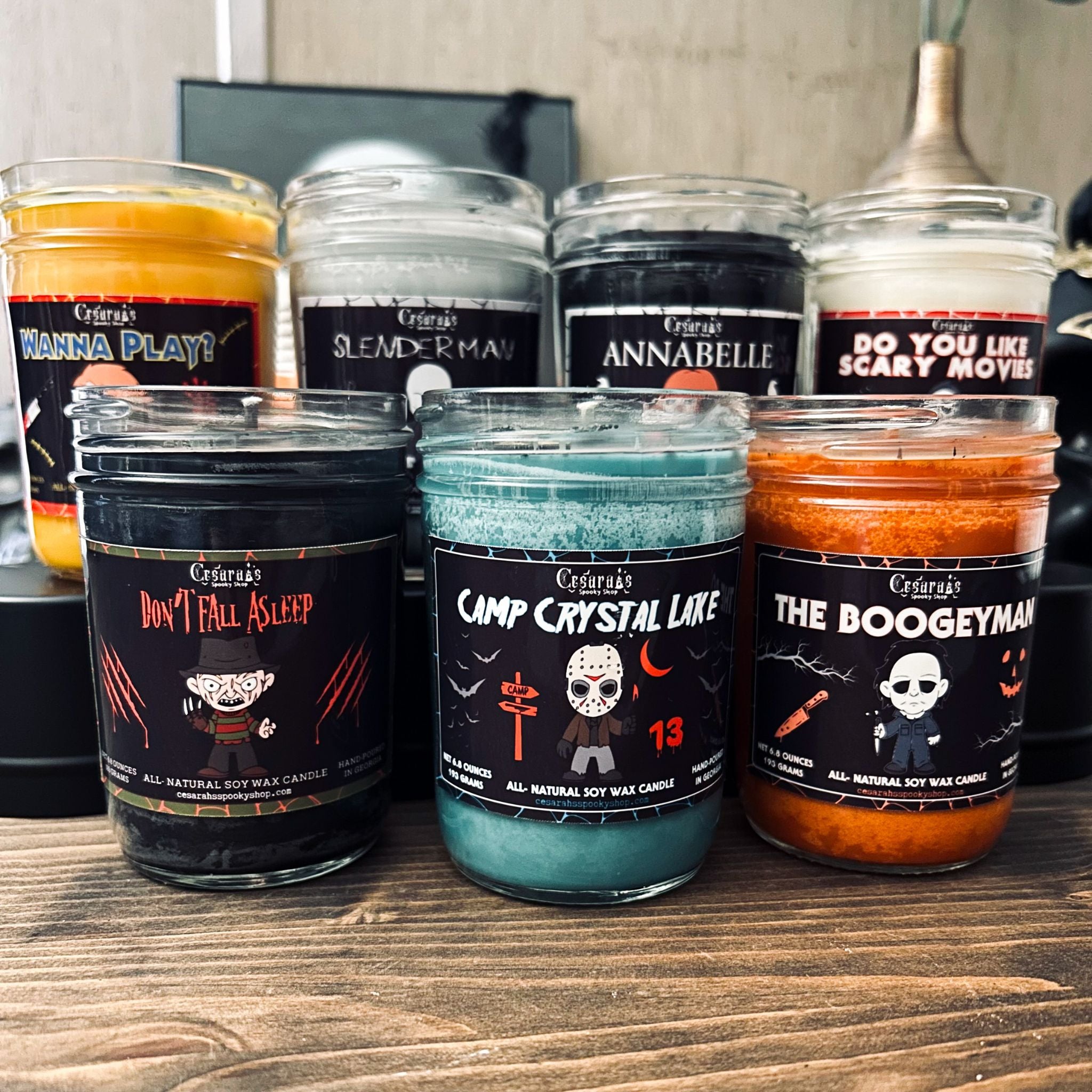 4 LED CANDLES w HORROR factory CHARACTER PHOTOS