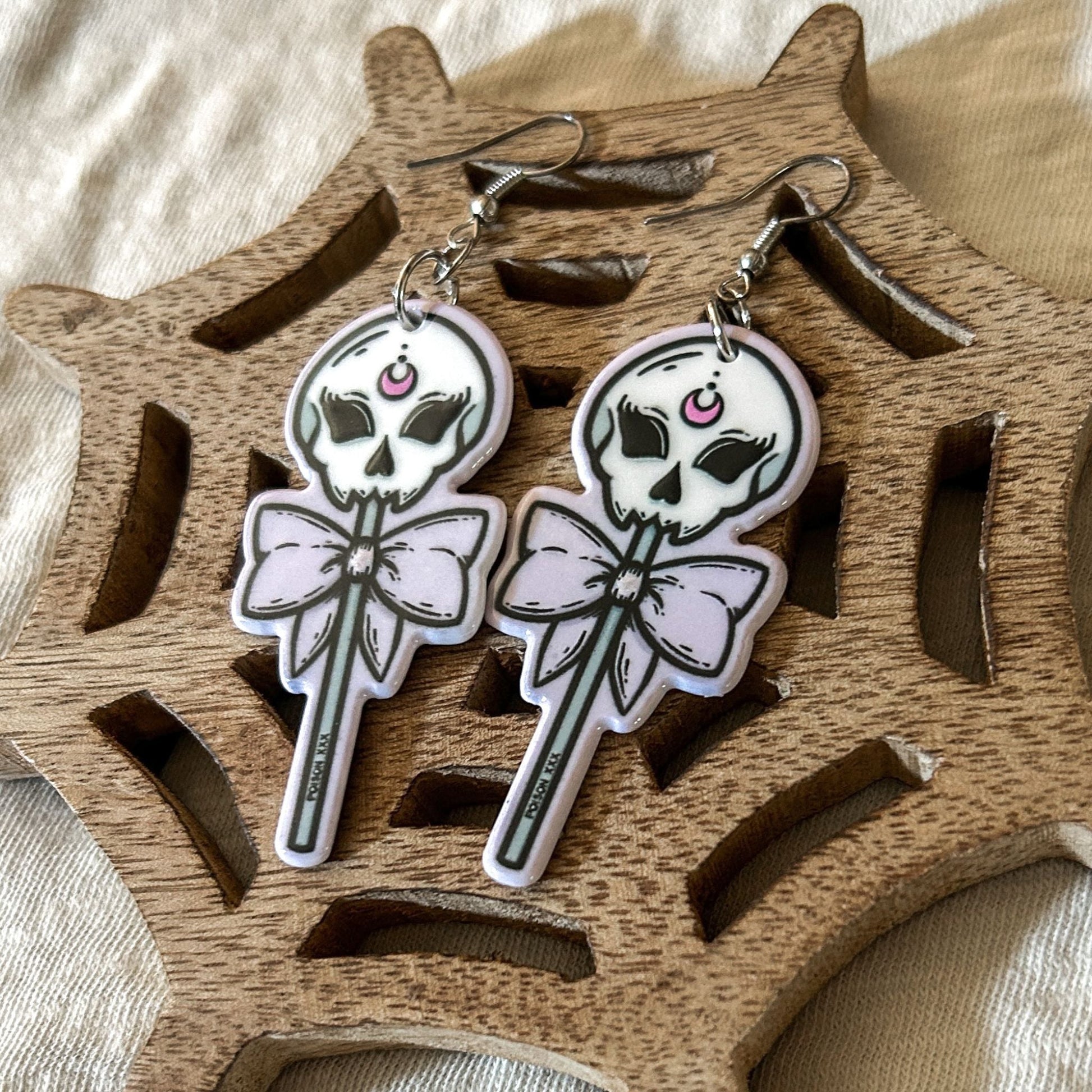 Pastel Skull Lollipop Earrings Cesarah's Spooky Shop