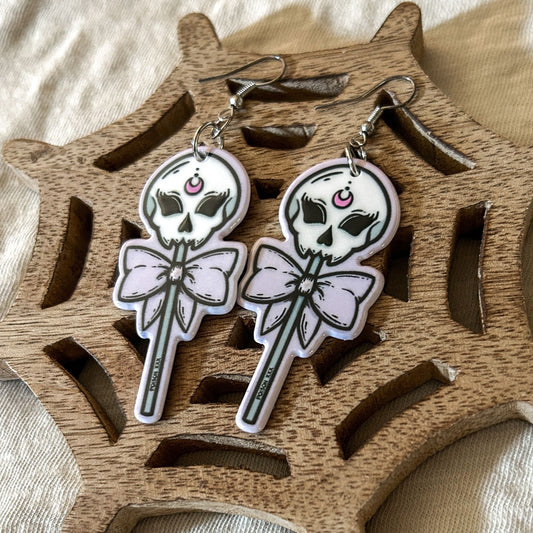 Pastel Skull Lollipop Earrings Cesarah's Spooky Shop