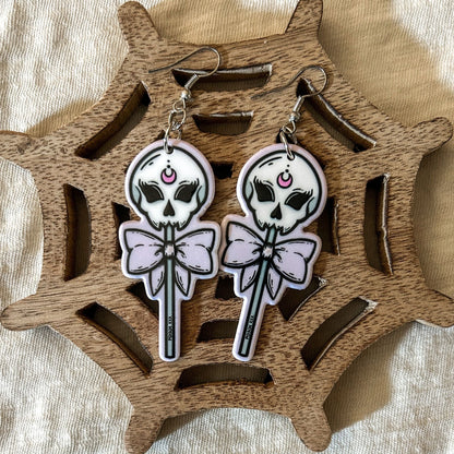 Halloween Skull Lollipop Earrings Cesarah's Spooky Shop