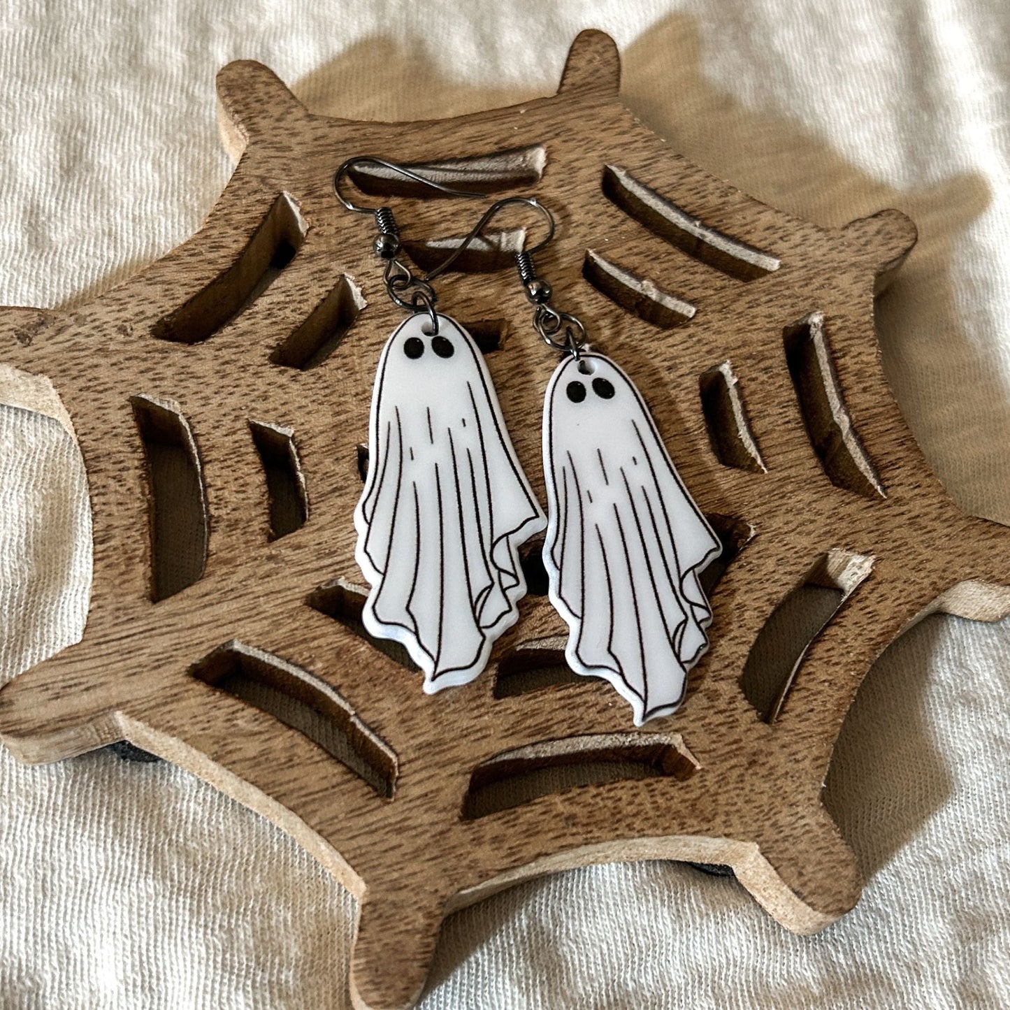 White Eerie Ghost Earrings Cesarah's Spooky Shop