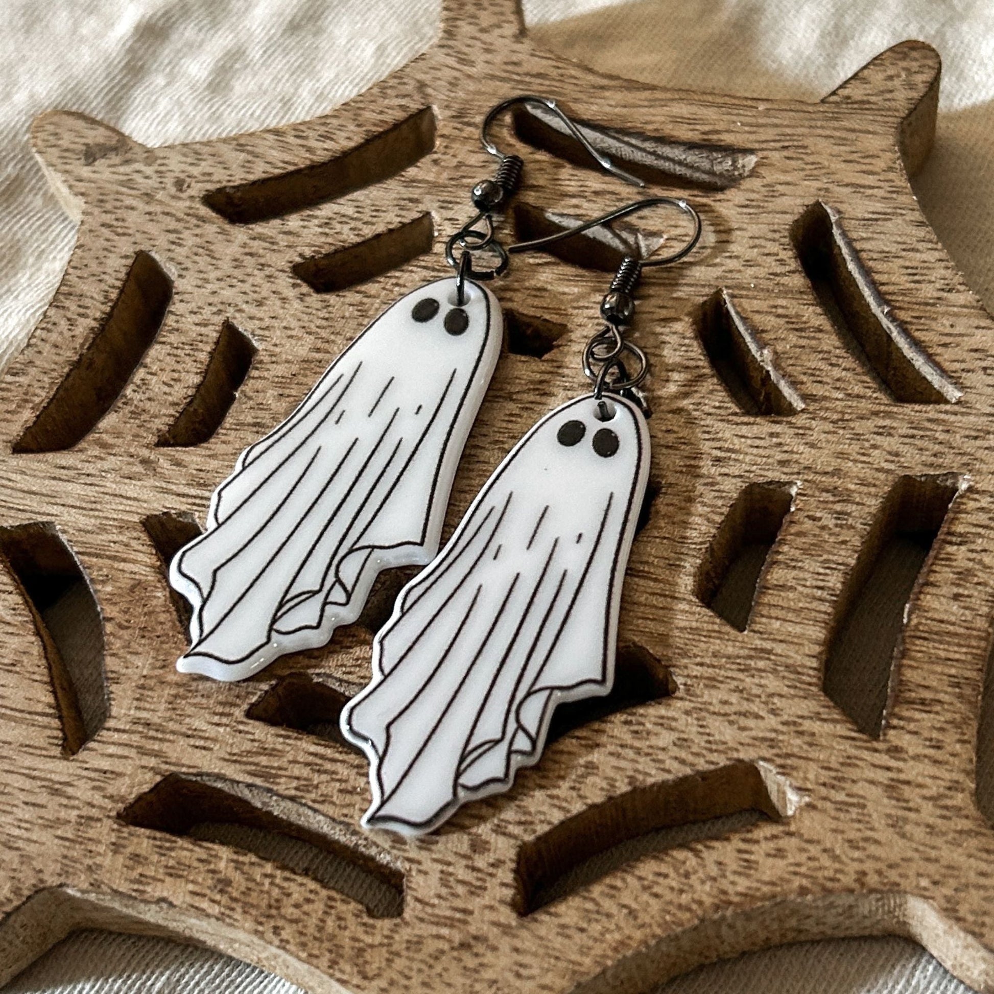 White Eerie Ghost Earrings Cesarah's Spooky Shop
