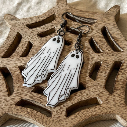 White Eerie Ghost Earrings Cesarah's Spooky Shop