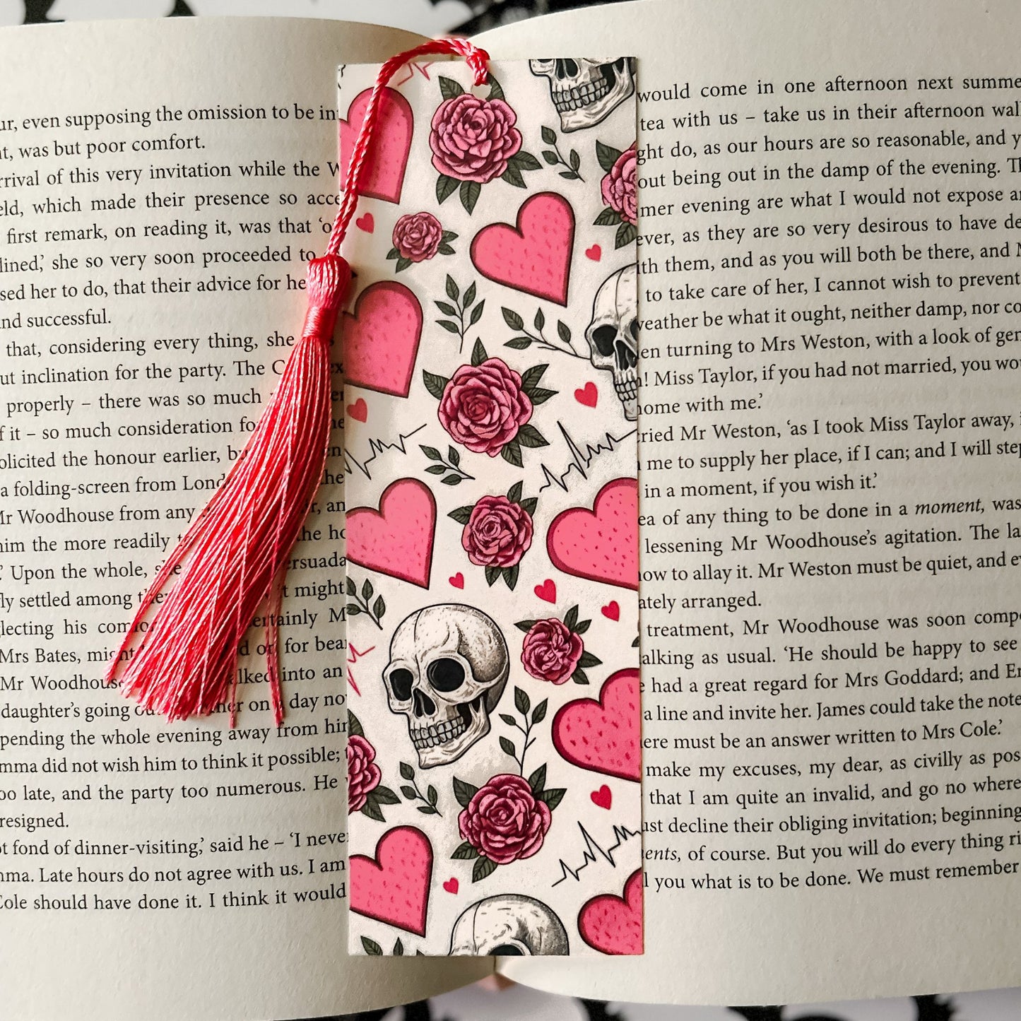 Hearts & Skulls Tan Bookmark