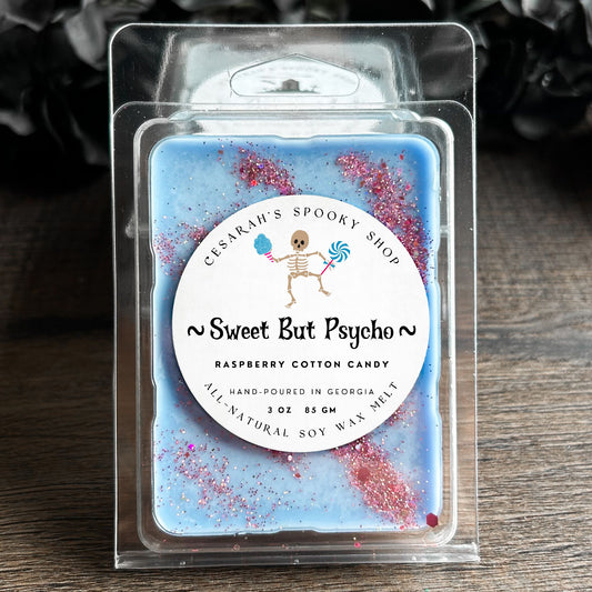 Sweet But Psycho Wax Melt (Raspberry & Cotton Candy) Cesarah's Spooky Shop