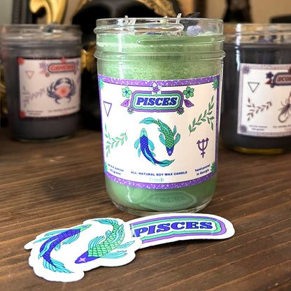 Pisces Zodiac Candle Cesarah's Spooky Shop