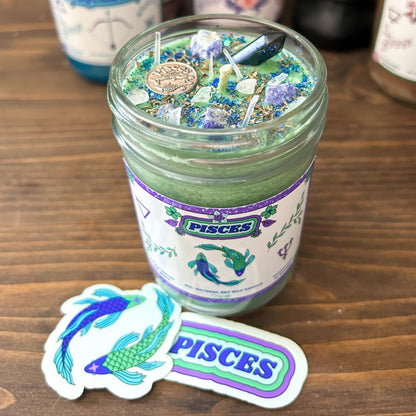 Pisces Zodiac Candle Cesarah's Spooky Shop