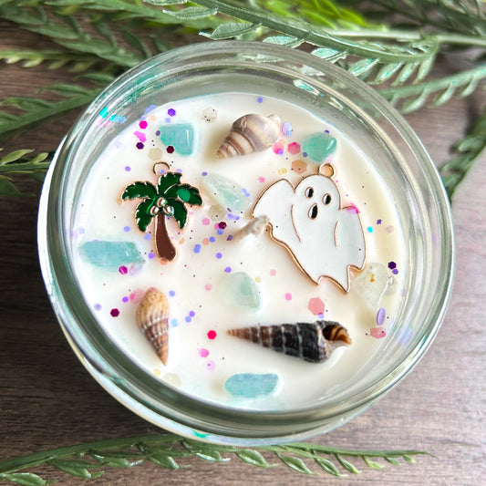 Ghostly Beach Day Candle (Pineapple, Blueberries, & Coconut) Cesarah's Spooky Shop
