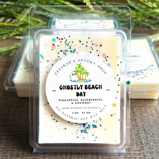 Ghostly Beach Day Wax Melt (Pineapple, Blueberries, & Coconut) Cesarah's Spooky Shop