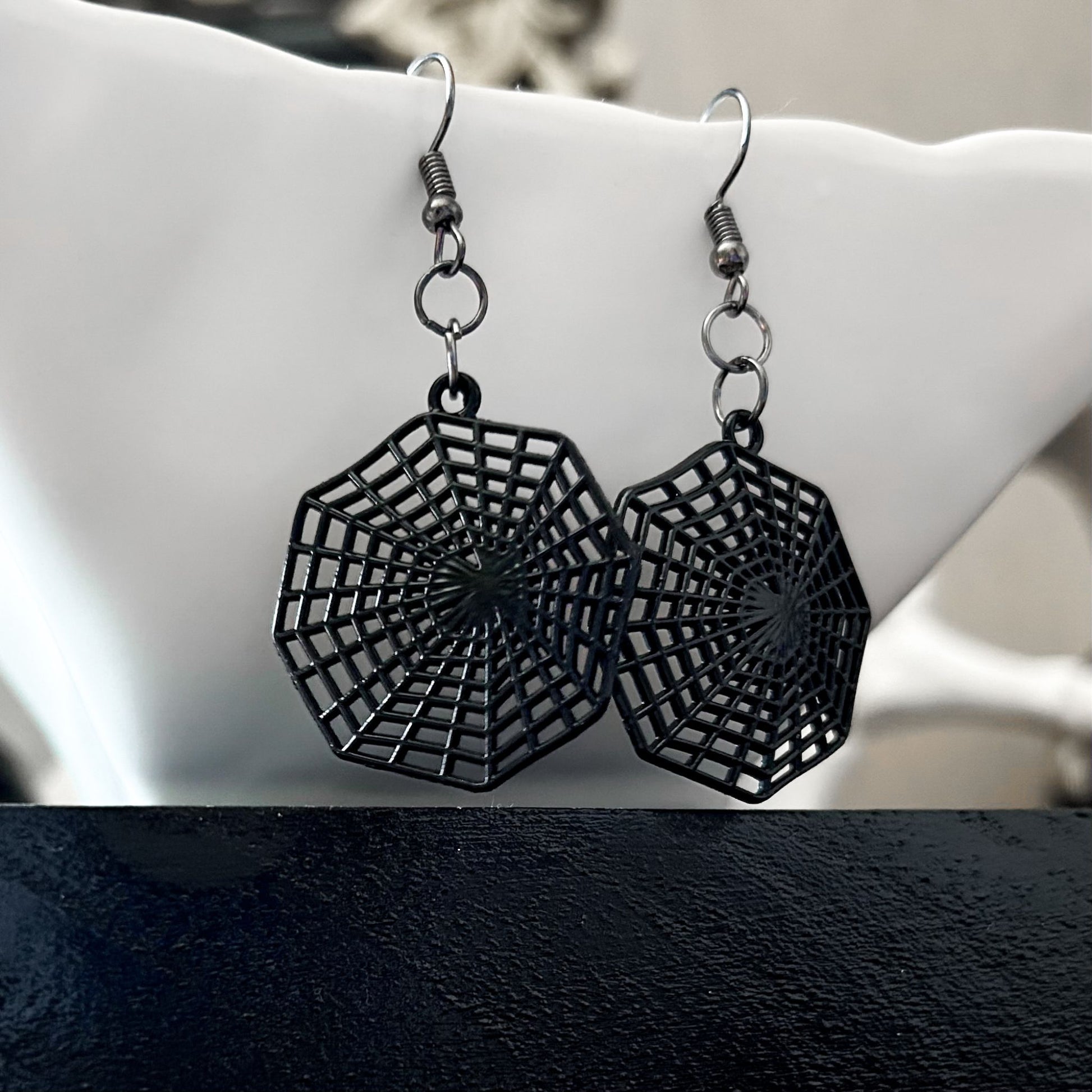 Black Spider Web Earrings Cesarah's Spooky Shop