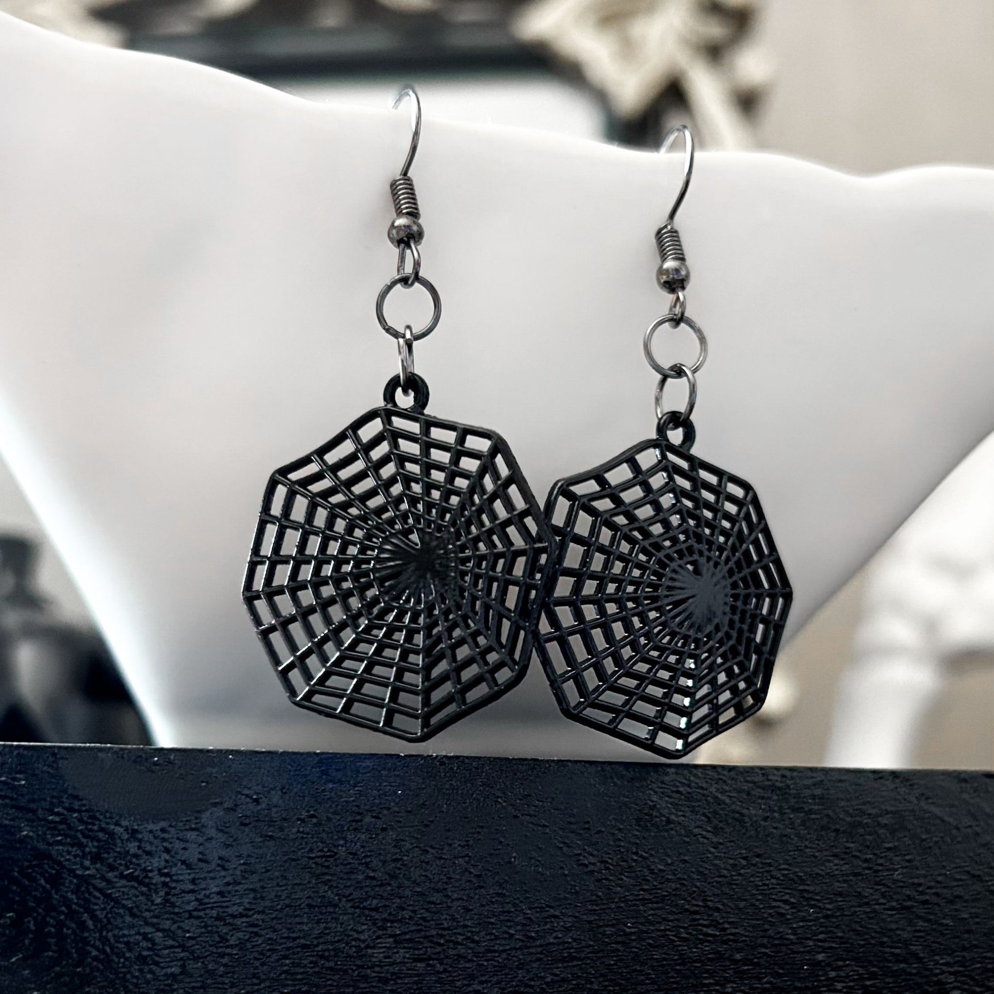 Black Spider Web Earrings Cesarah's Spooky Shop