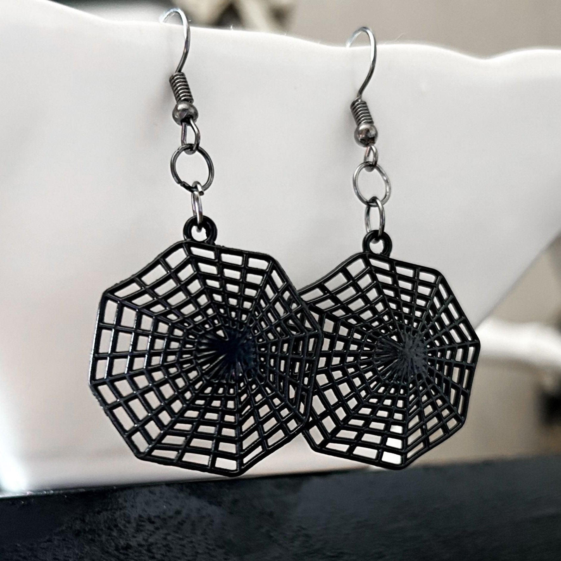 Black Spider Web Earrings Cesarah's Spooky Shop