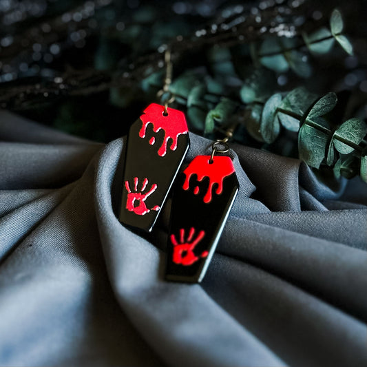 Black Horror Coffin Earrings Cesarah's Spooky Shop