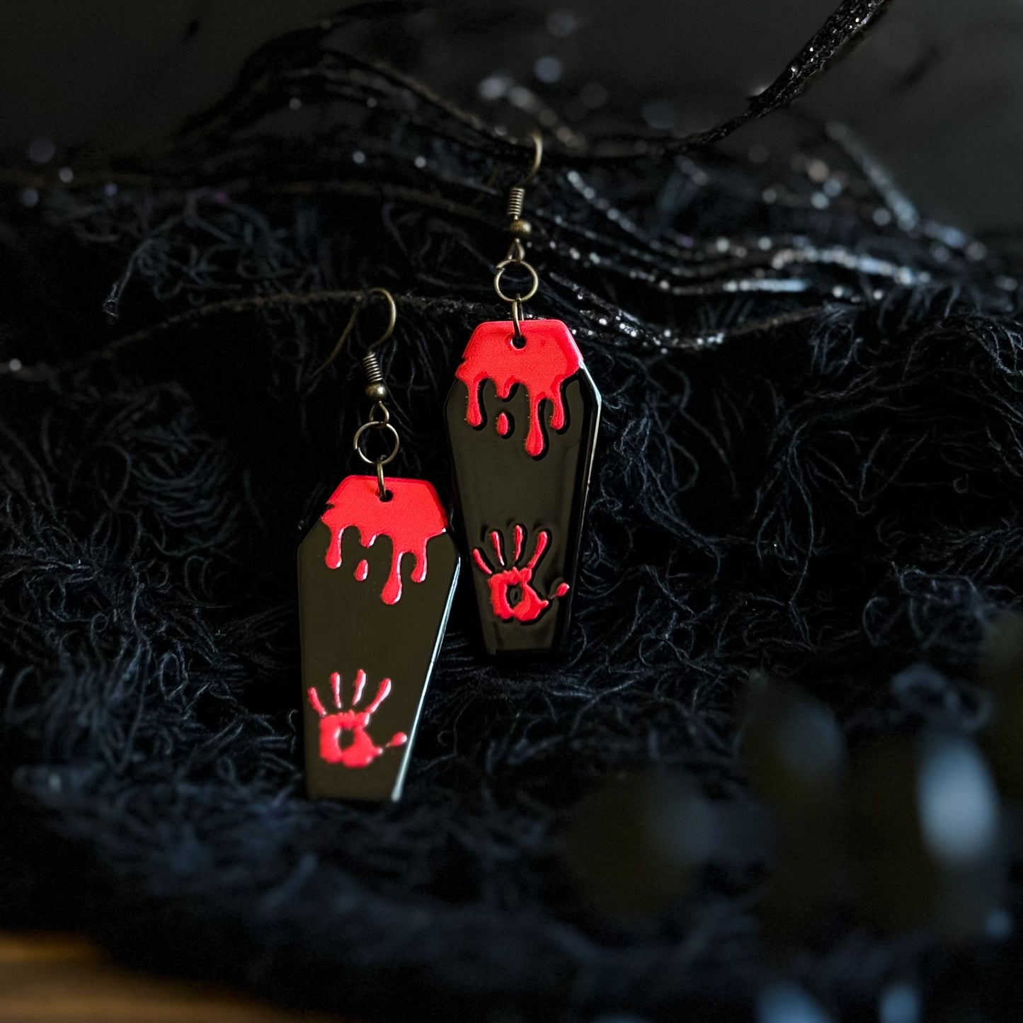 Black Horror Coffin Earrings Cesarah's Spooky Shop