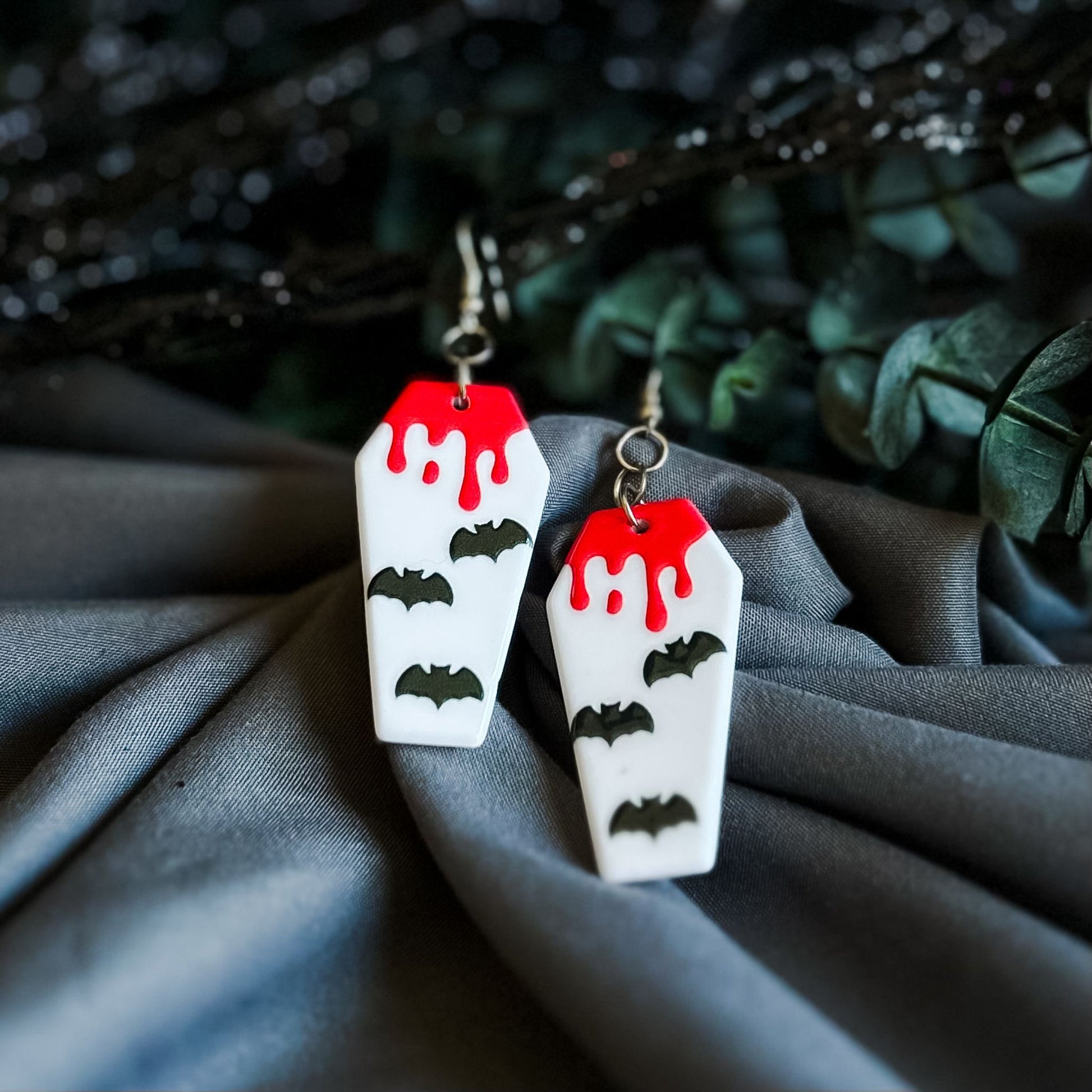 White Spooky Coffin Earrings Cesarah's Spooky Shop