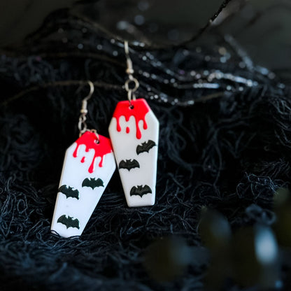 White Spooky Coffin Earrings Cesarah's Spooky Shop