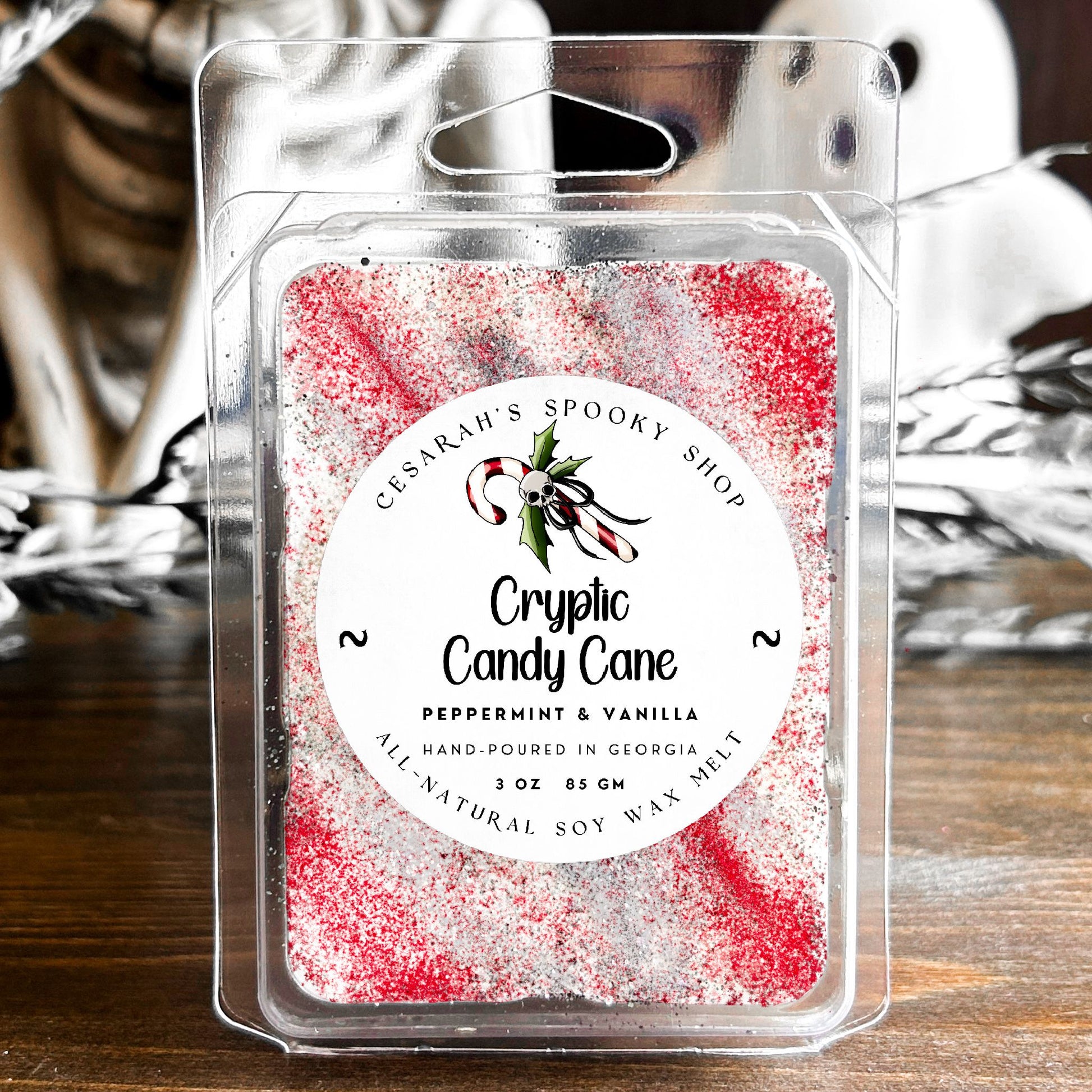 Cryptic Candy Cane Wax Melt (Peppermint & Vanilla) Cesarah's Spooky Shop