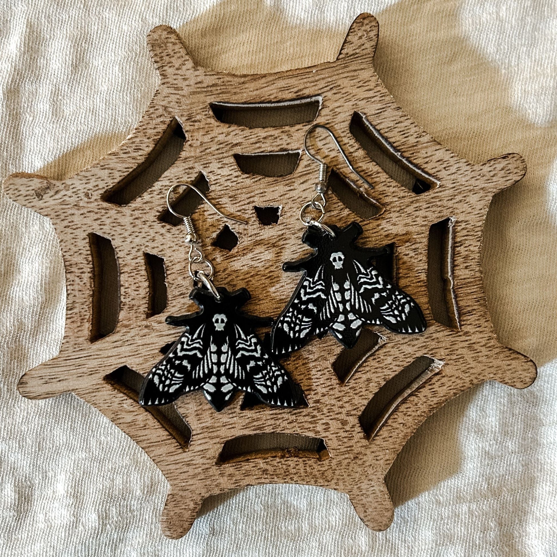 Gothic Moth Dangle Earrings Cesarah's Spooky Shop