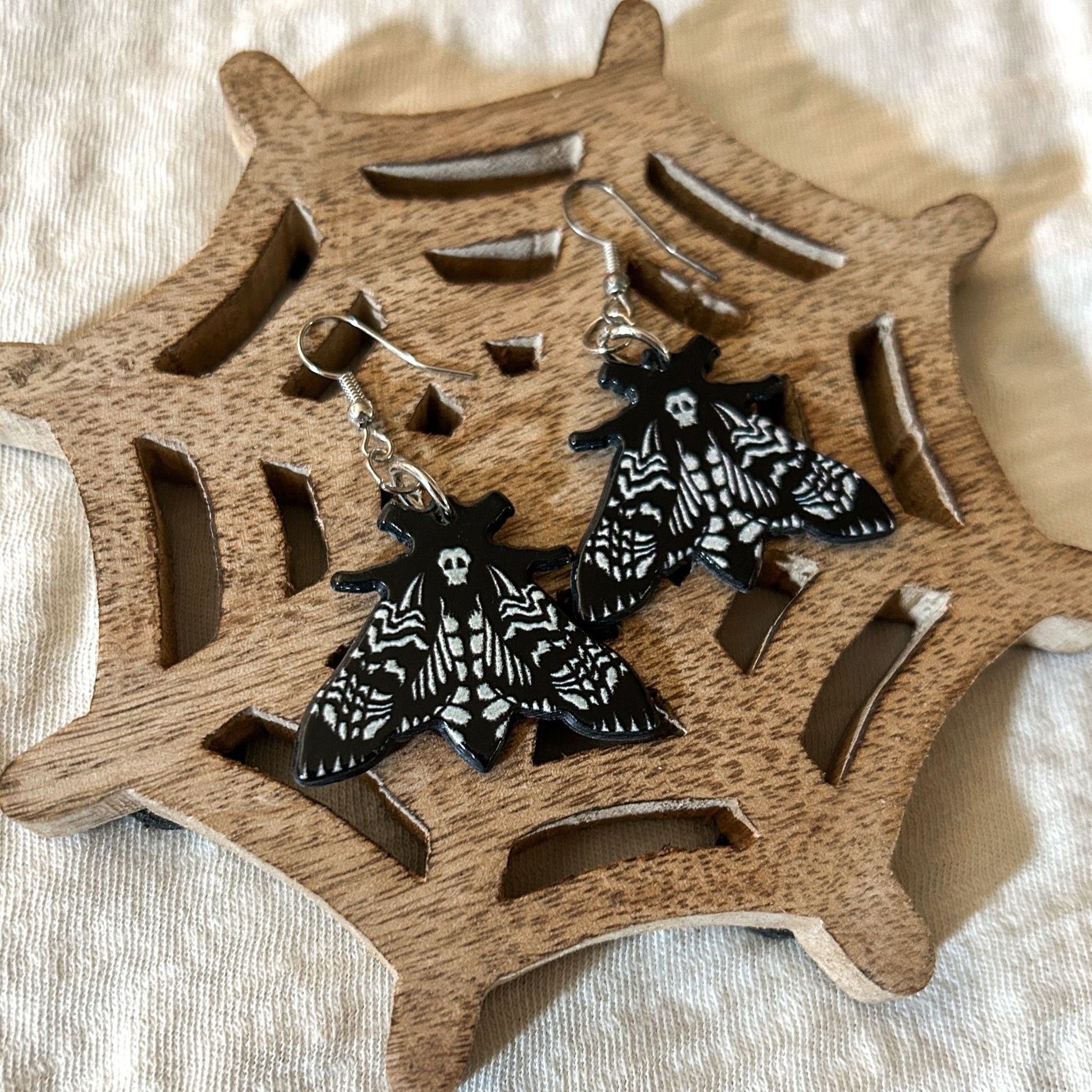 Gothic Moth Dangle Earrings Cesarah's Spooky Shop