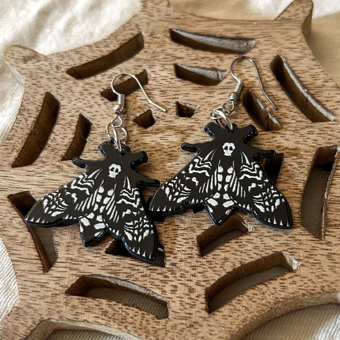 Death Head Moth Moth Earrings Cesarah's Spooky Shop