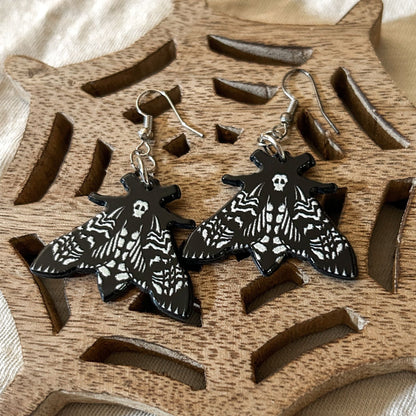 Death Head Moth Moth Earrings Cesarah's Spooky Shop