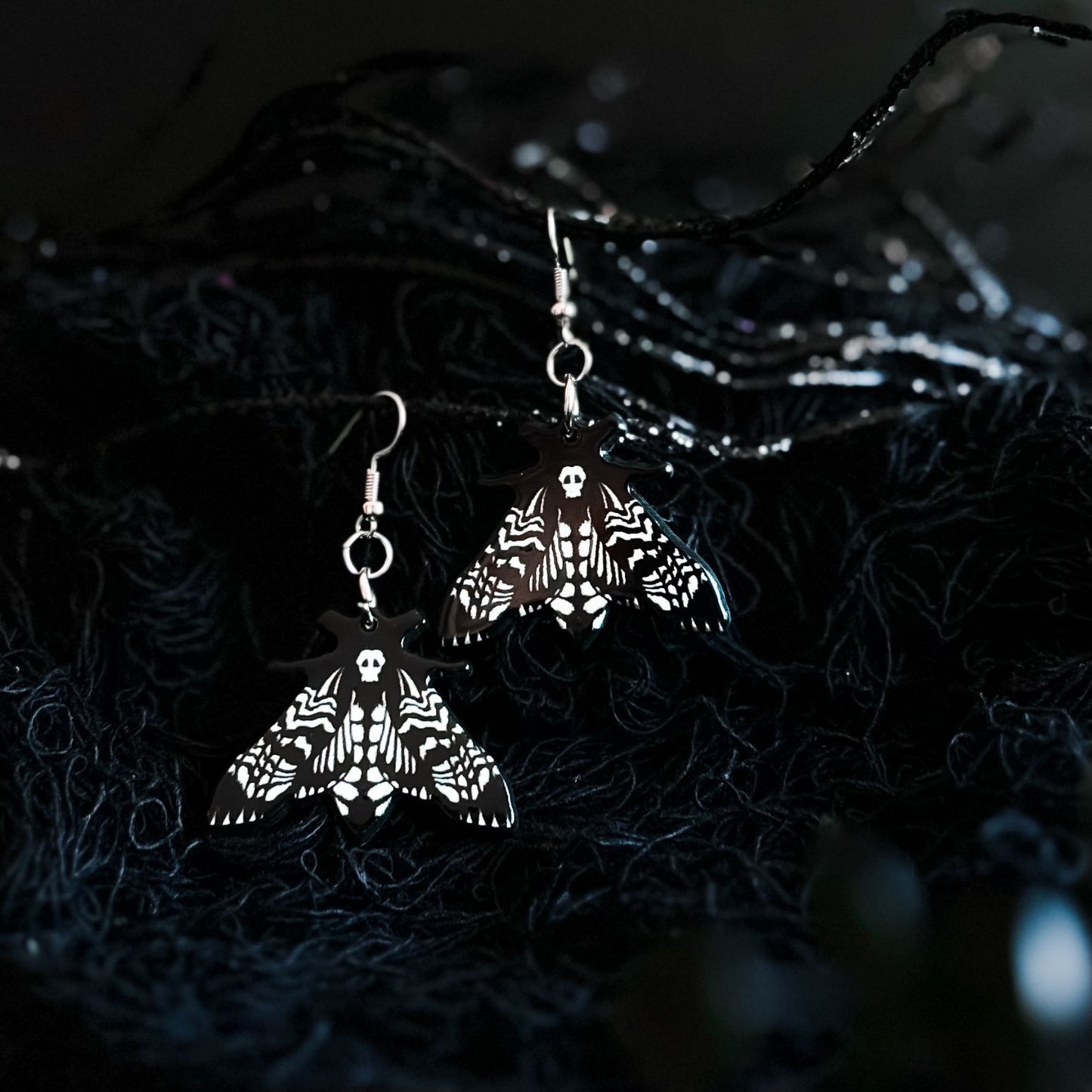 Death Head Moth Moth Earrings Cesarah's Spooky Shop