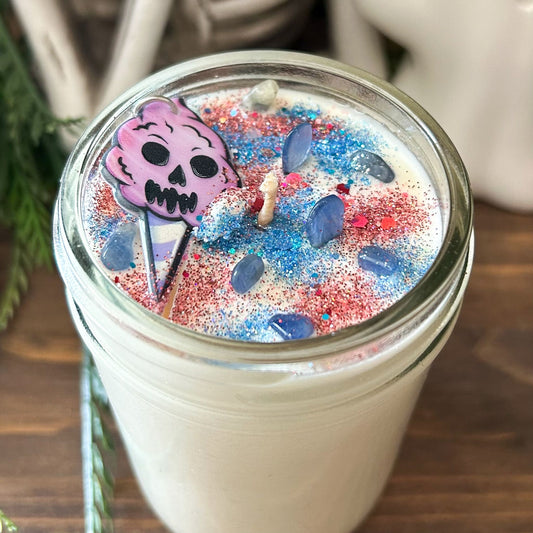 8oz Haunted Carnival Candle (raspberry & vanilla) Cesarah's Spooky Shop