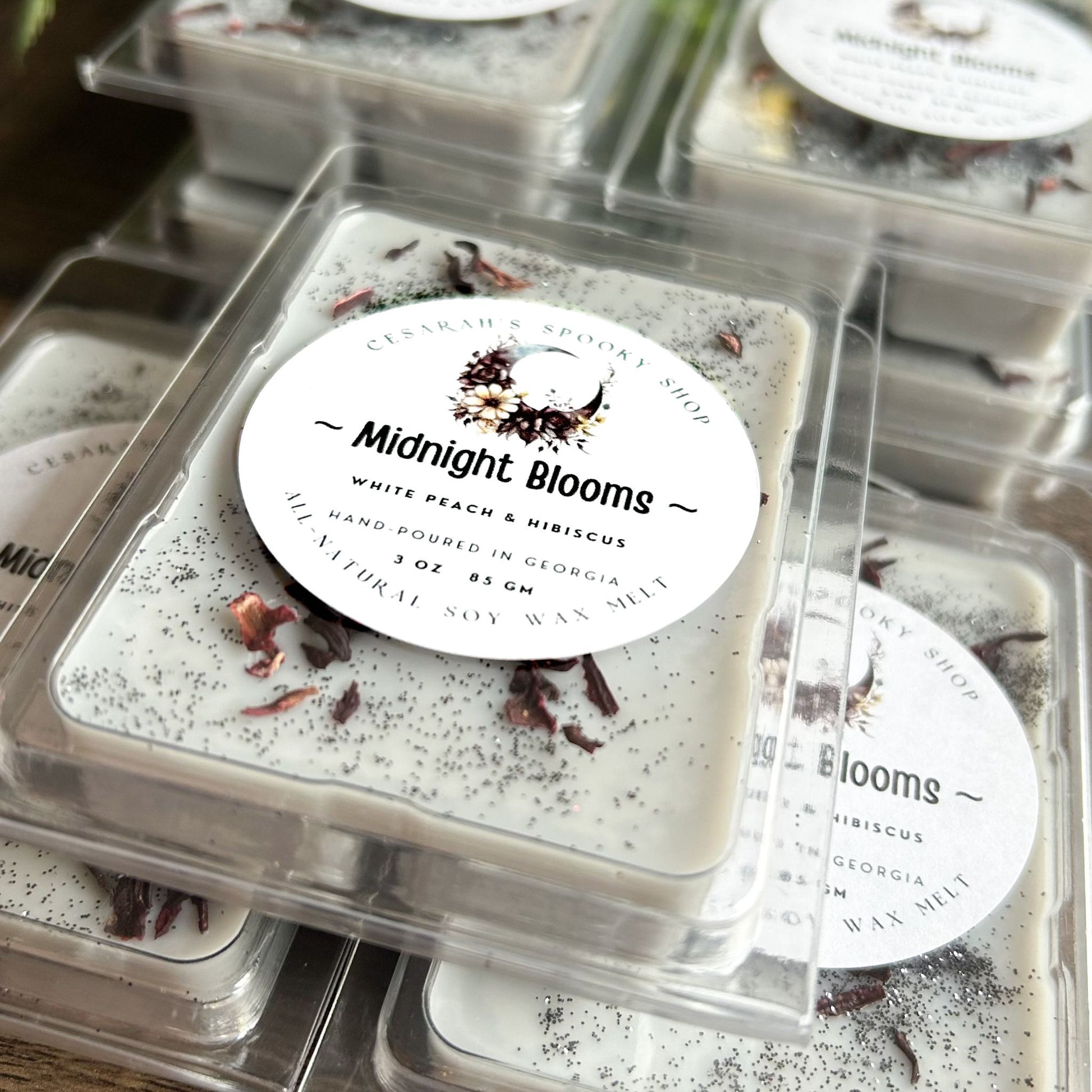 Midnight Blooms Wax Melt (White Peach & Hibiscus) Cesarah's Spooky Shop