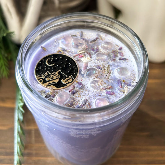 8oz Moonlit Lavender Candle (lavender vanilla) Cesarah's Spooky Shop