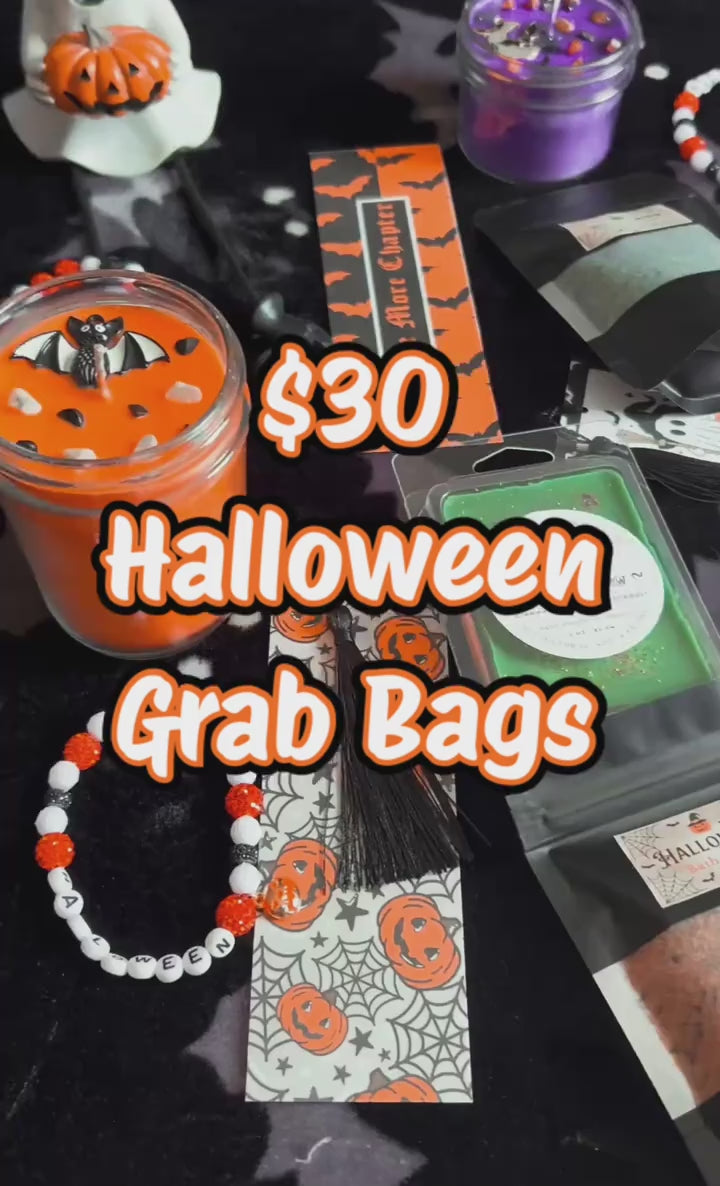 Load video: $30 Halloween Mystery Grab Bags filled with spooky goodies