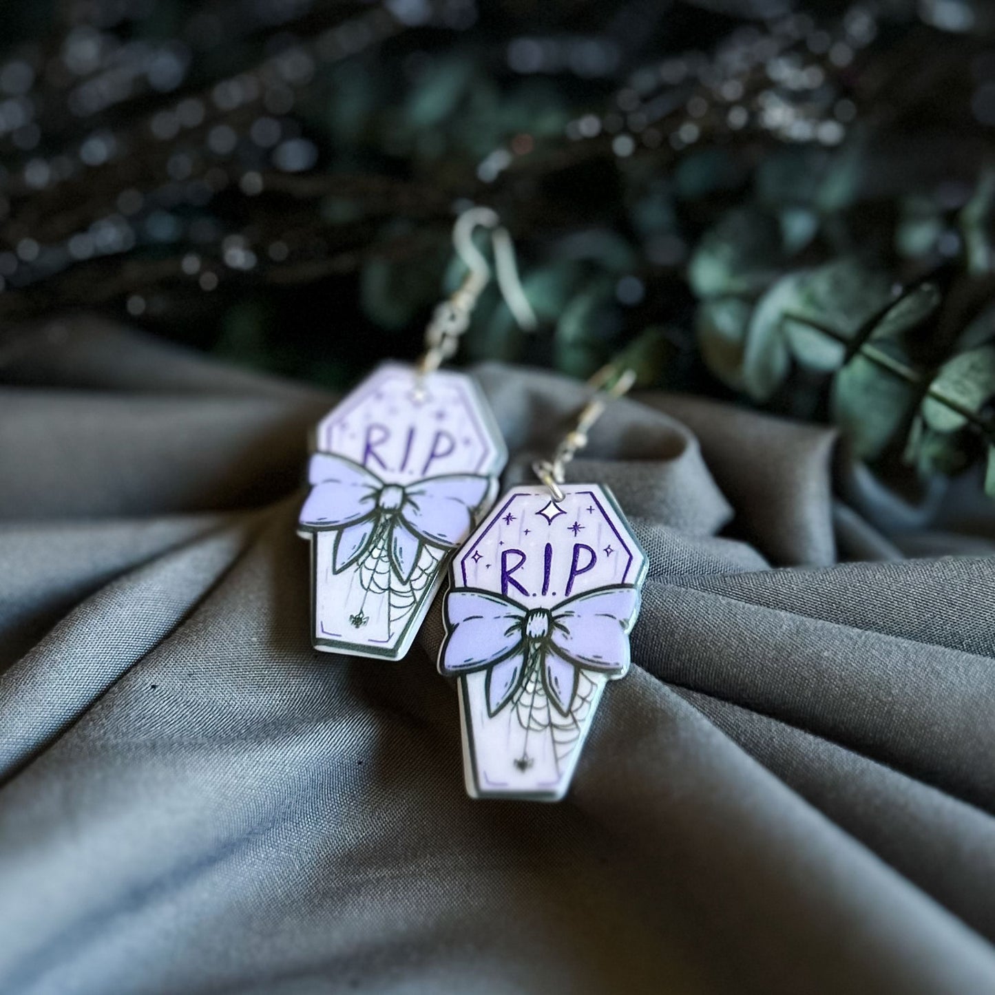 Pastel Purple Coffin Earrings Cesarah's Spooky Shop