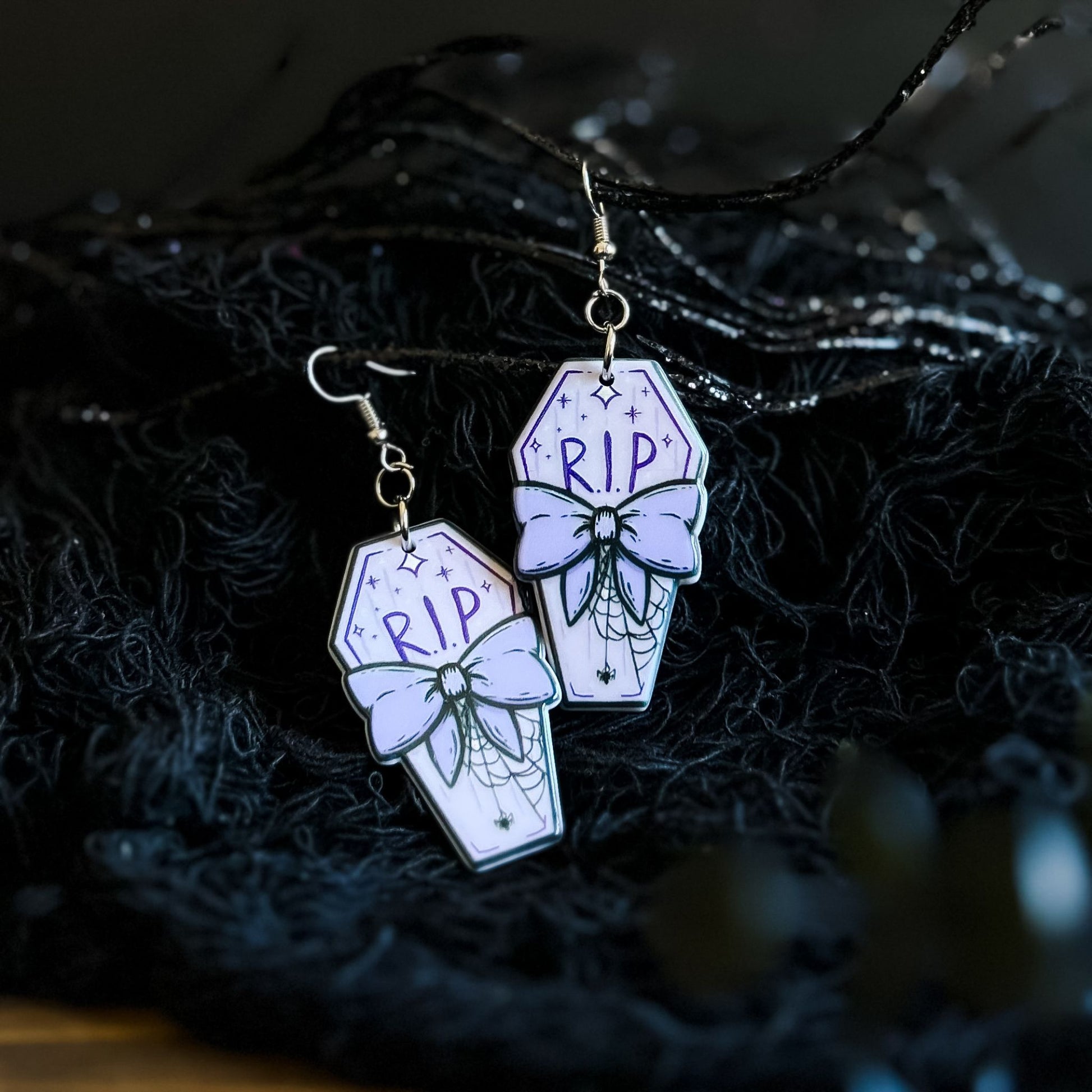 Pastel Purple Coffin Earrings Cesarah's Spooky Shop