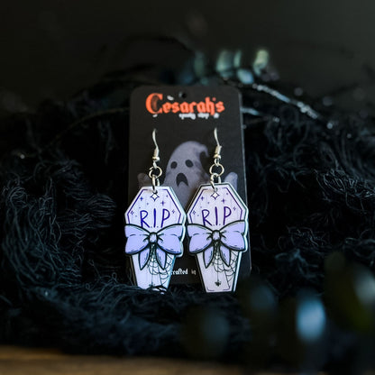 Pastel Purple Coffin Earrings Cesarah's Spooky Shop