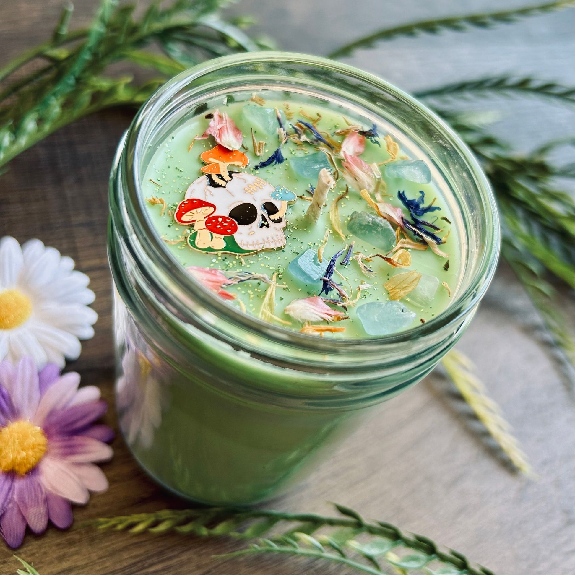 Shrooms in Bloom Candle (Spring Flowers & Musky Mushrooms) Cesarah's Spooky Shop